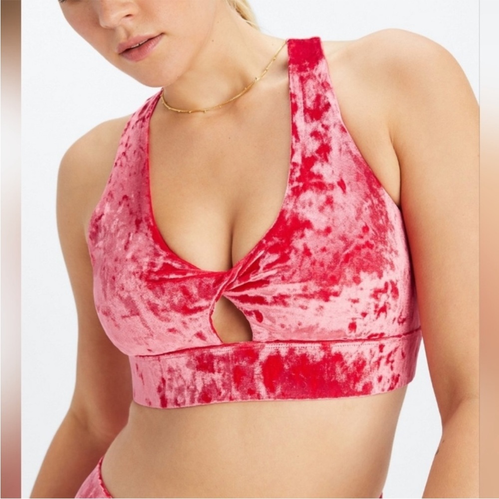 Fabletics Red Velvet Sports Bra - Picture 3 of 9